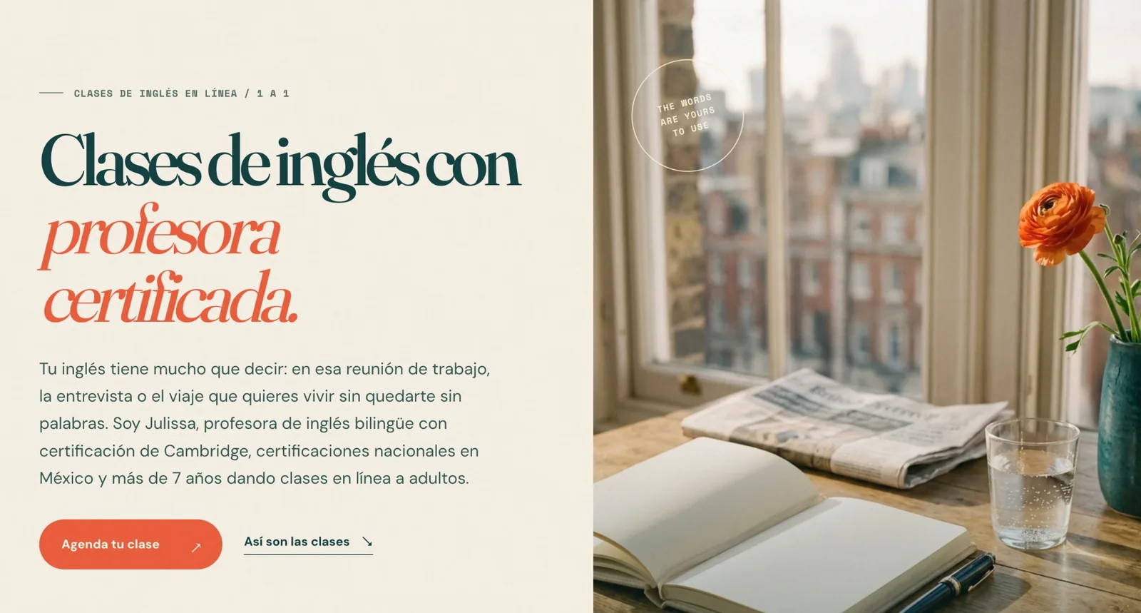 Bilingual English tutoring website for Clases con Julissa, a small-business website design project